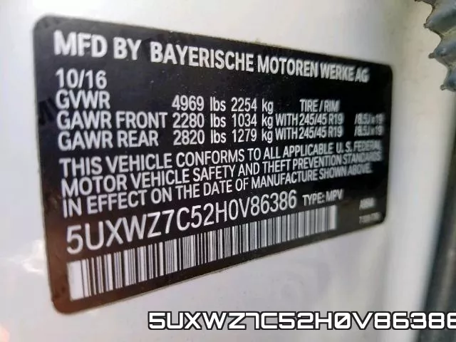 5UXWZ7C52H0V86386 фото 2