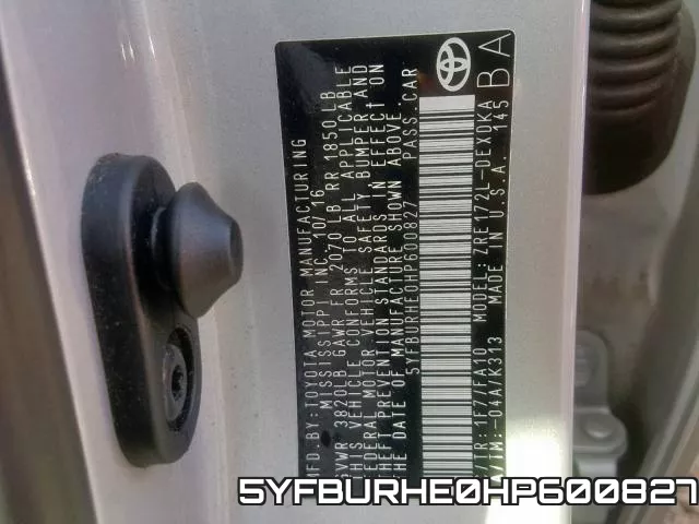 5YFBURHE0HP600827 фото 2