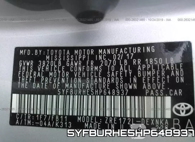 5YFBURHE5HP648937 фото 10