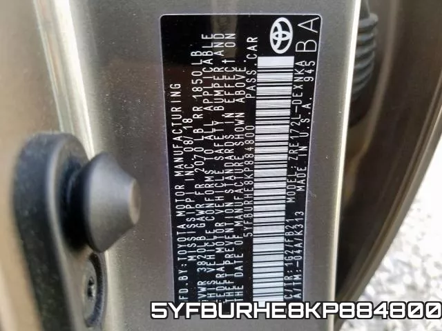 5YFBURHE8KP884800 фото 2