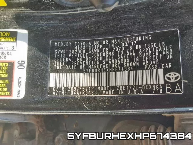 5YFBURHEXHP674384 фото 2