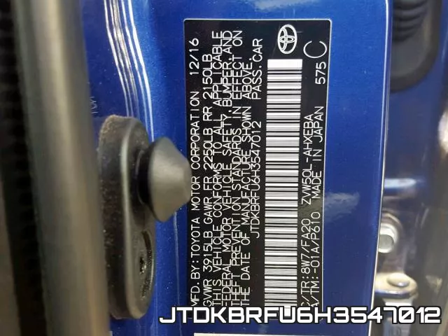 JTDKBRFU6H3547012 фото 2