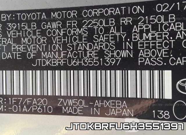 JTDKBRFU6H3551397 фото 10