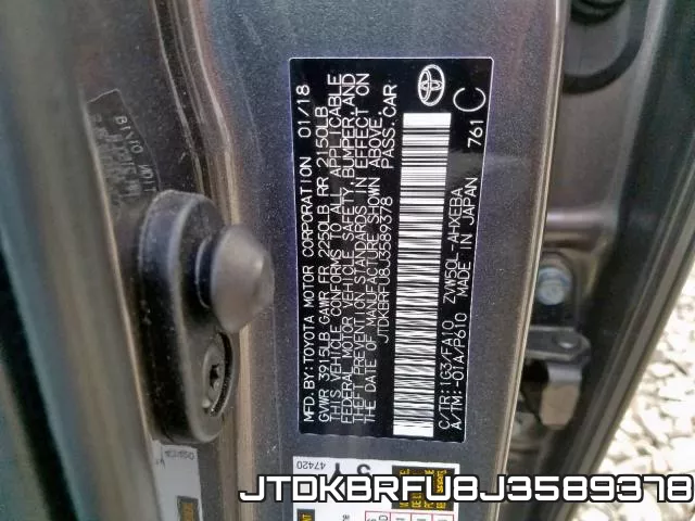 JTDKBRFU8J3589378 фото 2