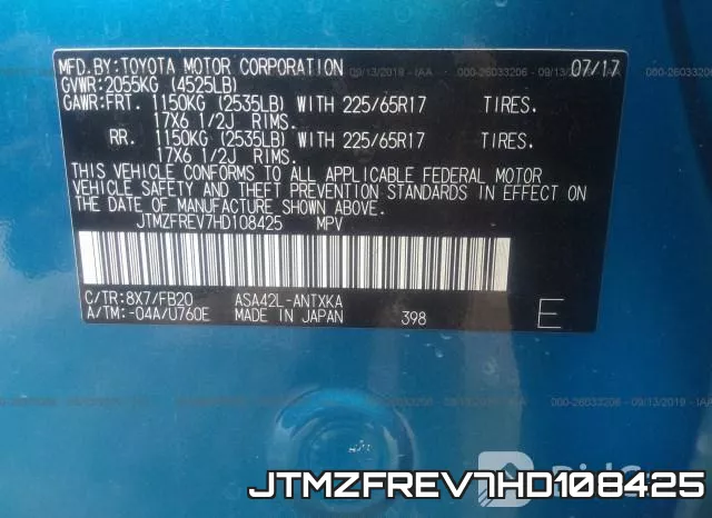 JTMZFREV7HD108425 фото 10