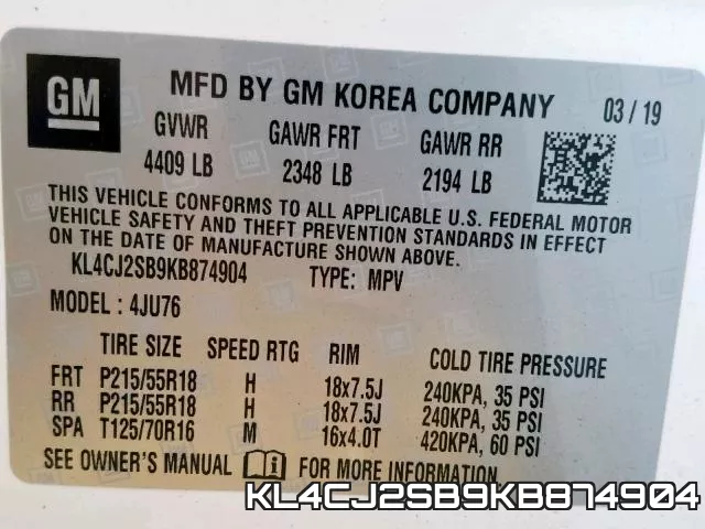 KL4CJ2SB9KB874904 фото 2