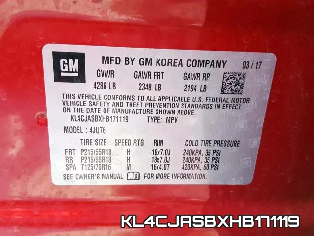 KL4CJASBXHB171119 фото 2