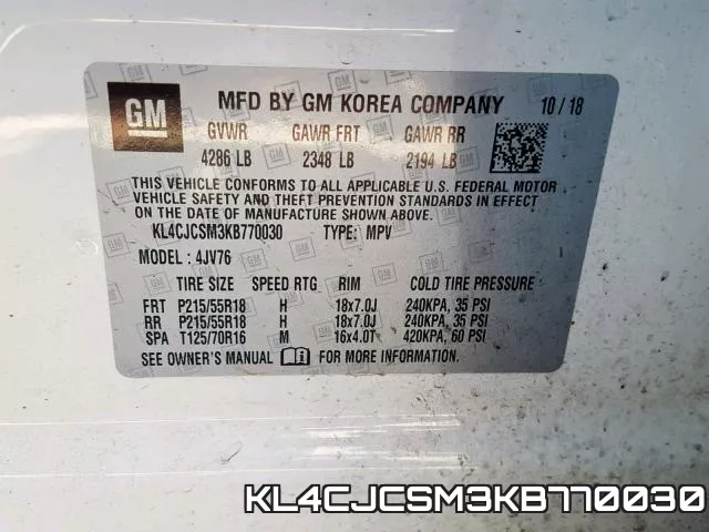 KL4CJCSM3KB770030 фото 2