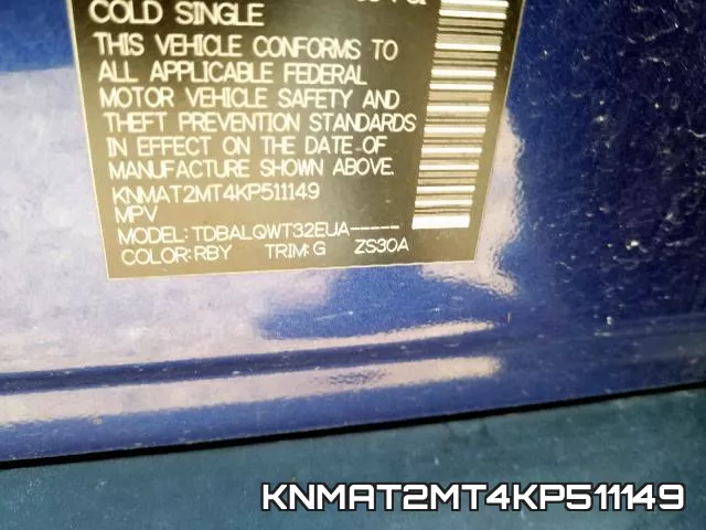 KNMAT2MT4KP511149 фото 2