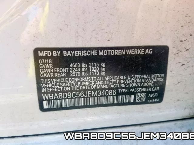 WBA8D9C56JEM34086 фото 2