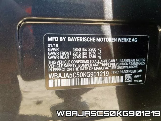 WBAJA5C50KG901219 фото 2