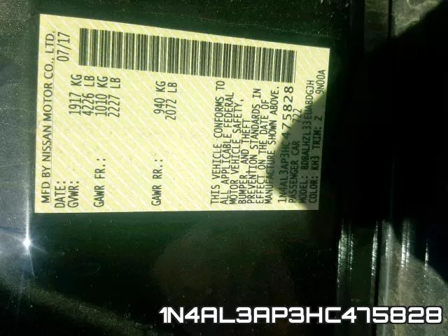 1N4AL3AP3HC475828 фото 2
