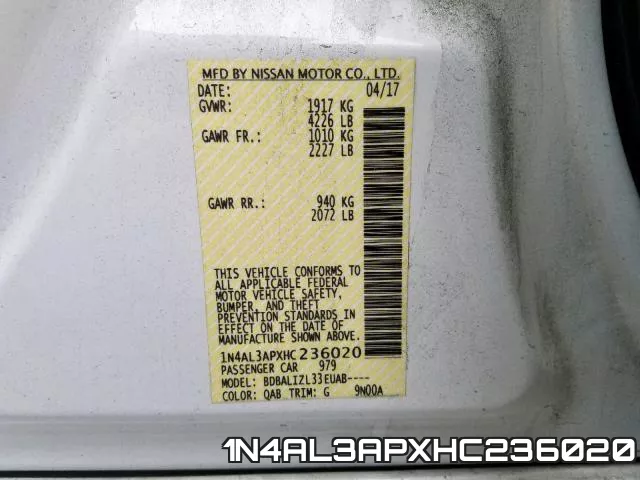 1N4AL3APXHC236020 фото 2