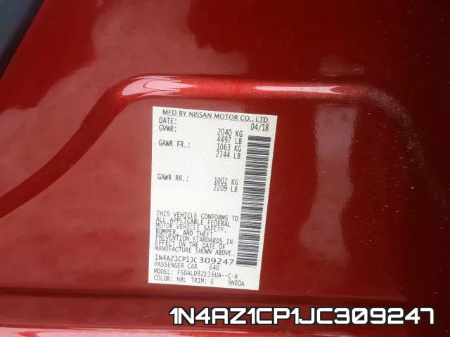 1N4AZ1CP1JC309247 фото 2