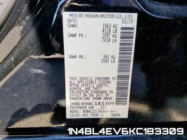 1N4BL4EV6KC183309 фото 2