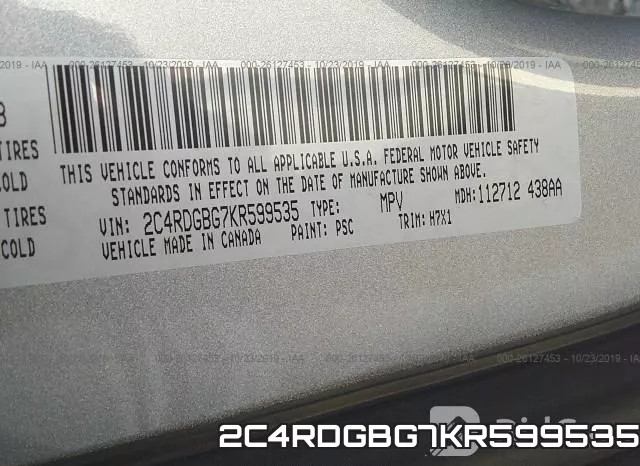 2C4RDGBG7KR599535 фото 9