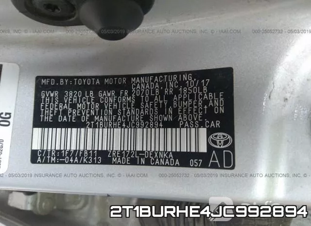 2T1BURHE4JC992894 фото 10