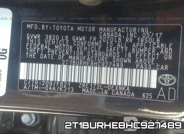 2T1BURHE8HC927489 фото 10