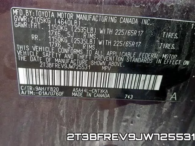 2T3BFREV9JW725531 фото 2