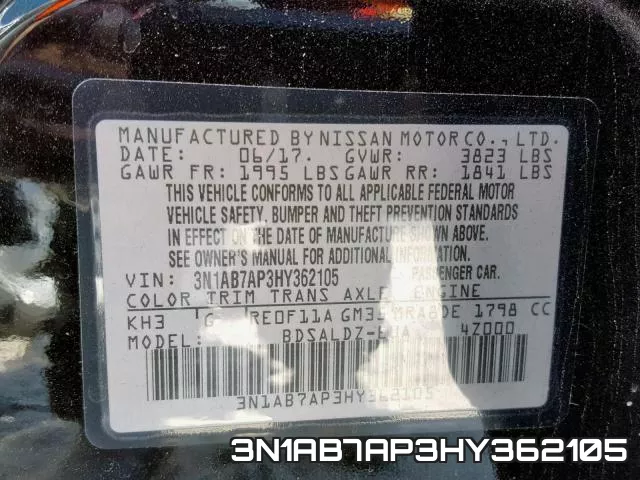 3N1AB7AP3HY362105 фото 2
