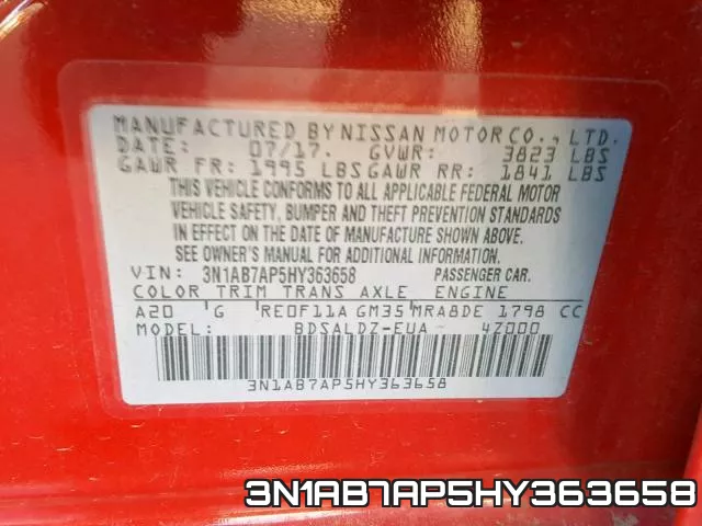 3N1AB7AP5HY363658 фото 2