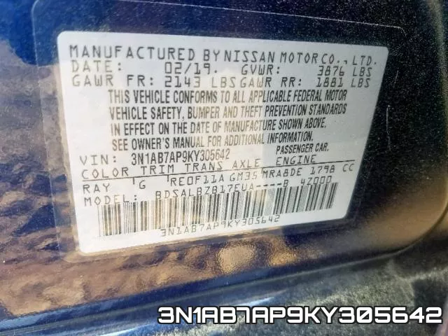 3N1AB7AP9KY305642 фото 2