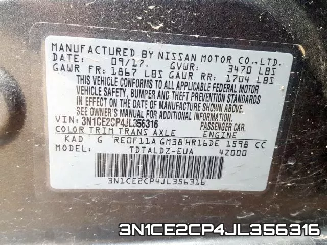 3N1CE2CP4JL356316 фото 2