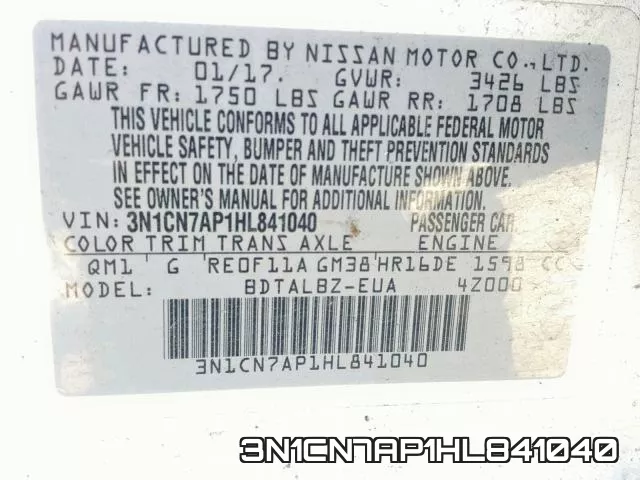 3N1CN7AP1HL841040 фото 2