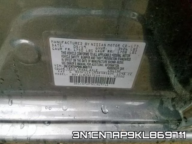 3N1CN7AP9KL869711 фото 2