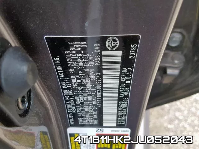 4T1B11HK2JU052043 фото 2