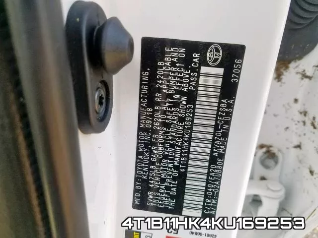 4T1B11HK4KU169253 фото 2