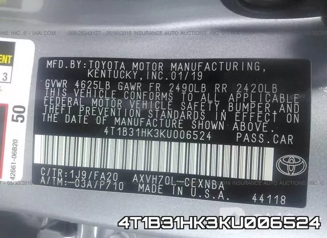 4T1B31HK3KU006524 фото 10