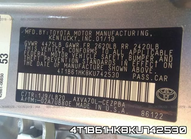 4T1B61HK8KU742530 фото 10