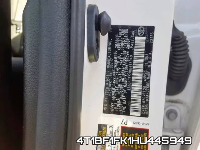 4T1BF1FK1HU445949 фото 2