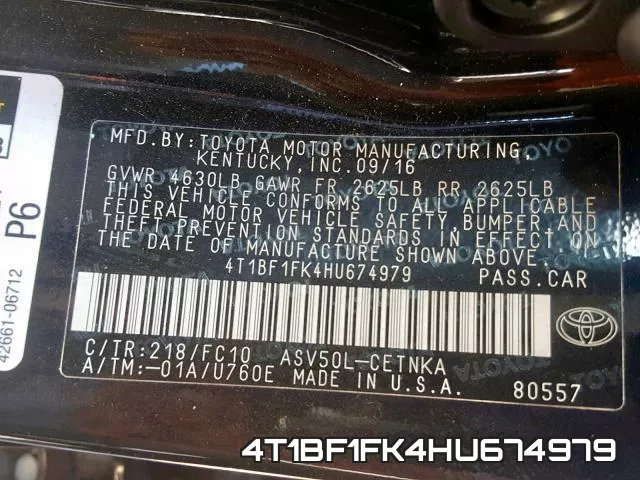 4T1BF1FK4HU674979 фото 2