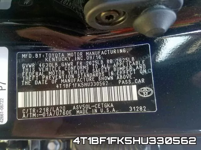 4T1BF1FK5HU330562 фото 2