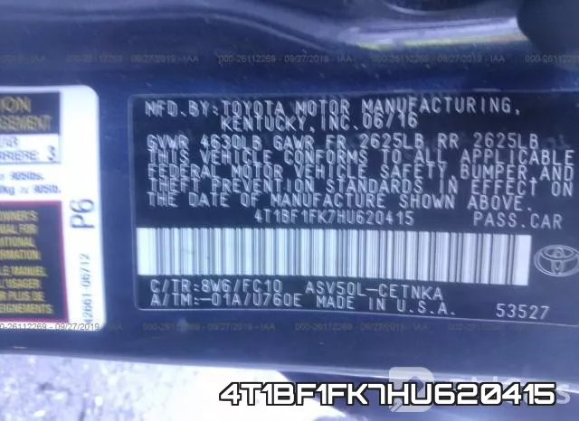 4T1BF1FK7HU620415 фото 10