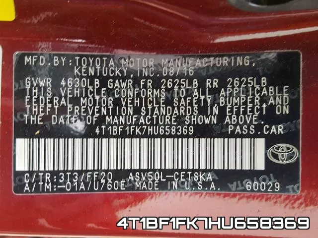 4T1BF1FK7HU658369 фото 2