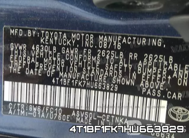 4T1BF1FK7HU663829 фото 10