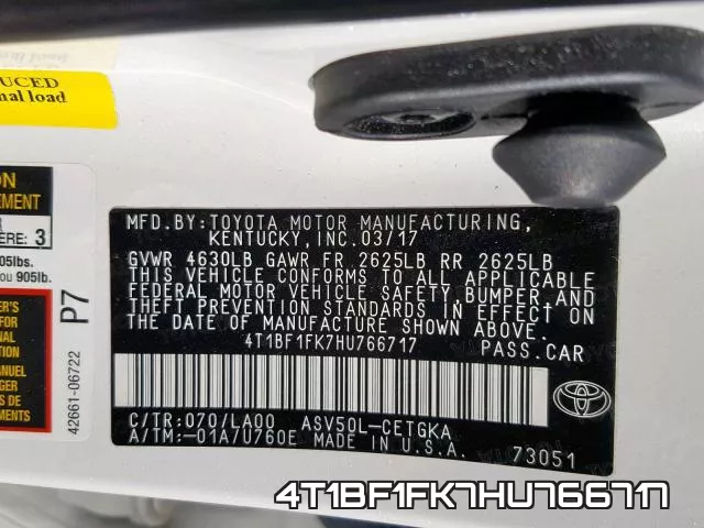 4T1BF1FK7HU766717 фото 2