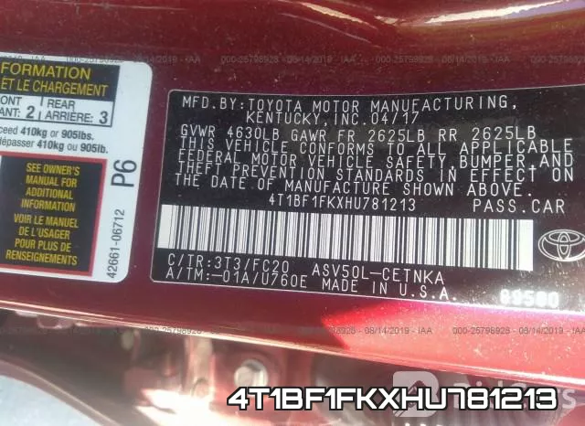4T1BF1FKXHU781213 фото 10