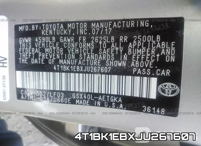 4T1BK1EBXJU267607 фото 10