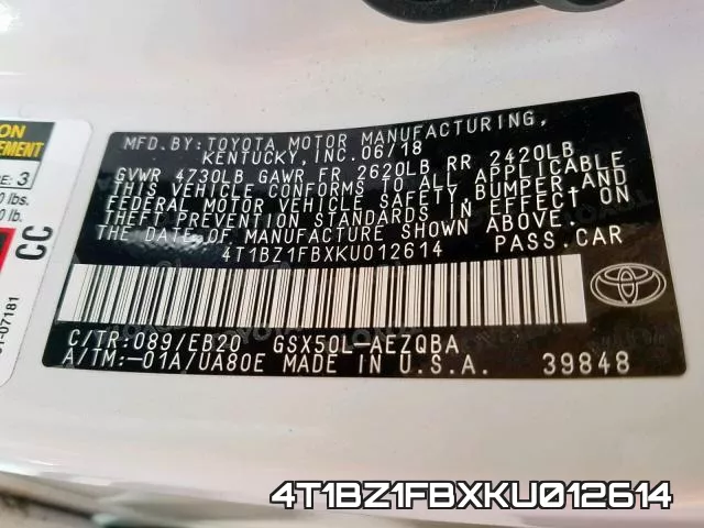 4T1BZ1FBXKU012614 фото 2