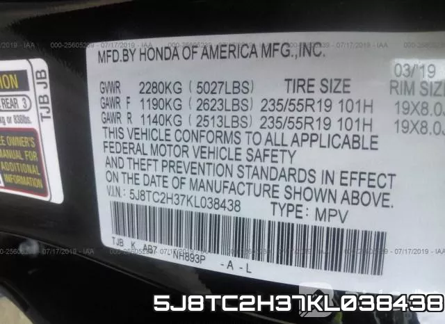 5J8TC2H37KL038438 фото 10