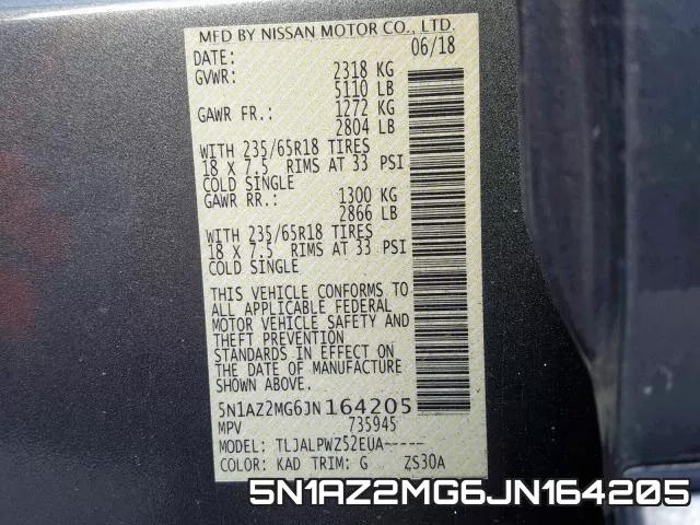 5N1AZ2MG6JN164205 фото 2
