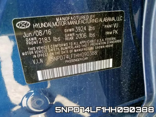 5NPD74LF1HH090388 фото 2