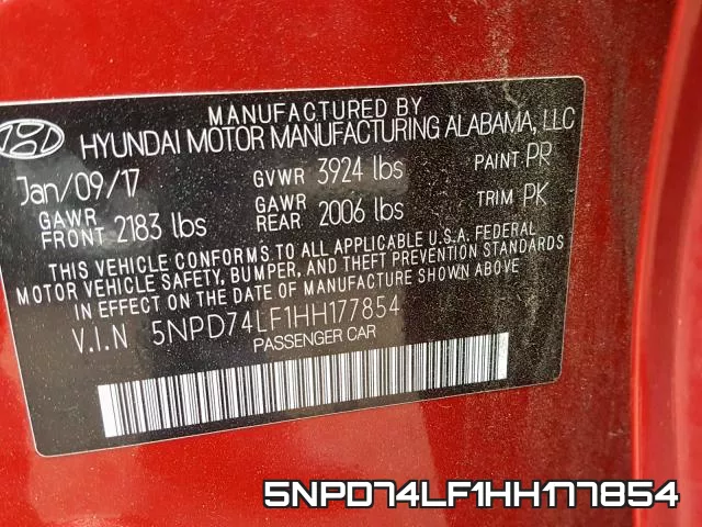 5NPD74LF1HH177854 фото 2