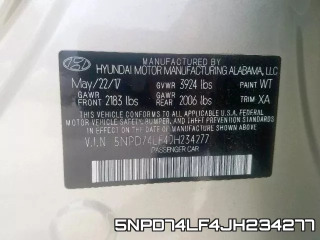 5NPD74LF4JH234277 фото 2