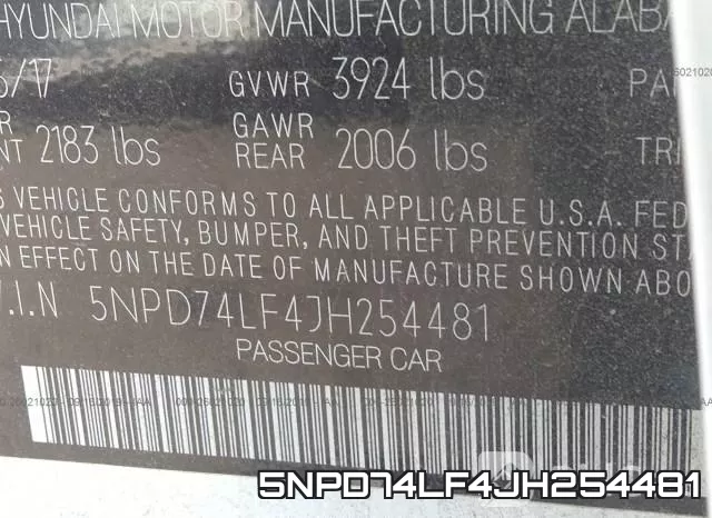 5NPD74LF4JH254481 фото 10