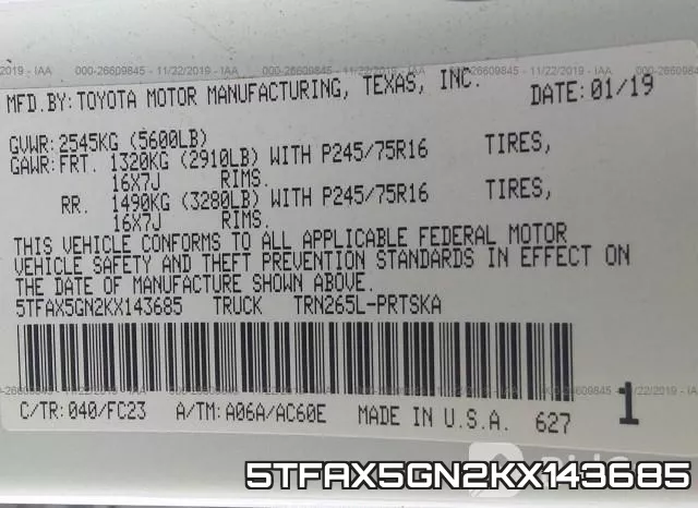 5TFAX5GN2KX143685 фото 10